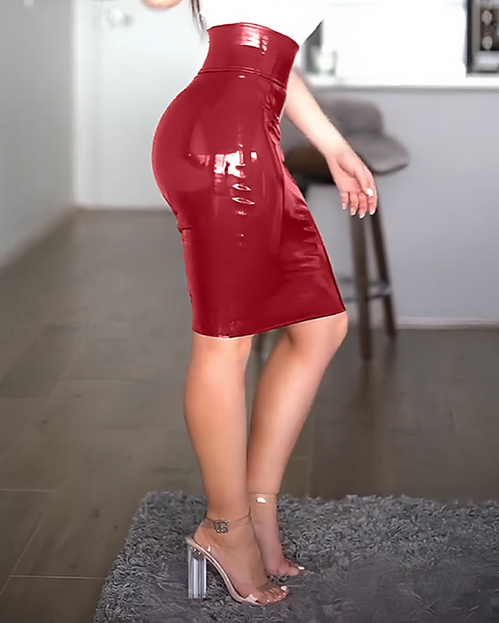 Shapshe® Sexy Lederrock mit Hoher Taille und Reißverschluss