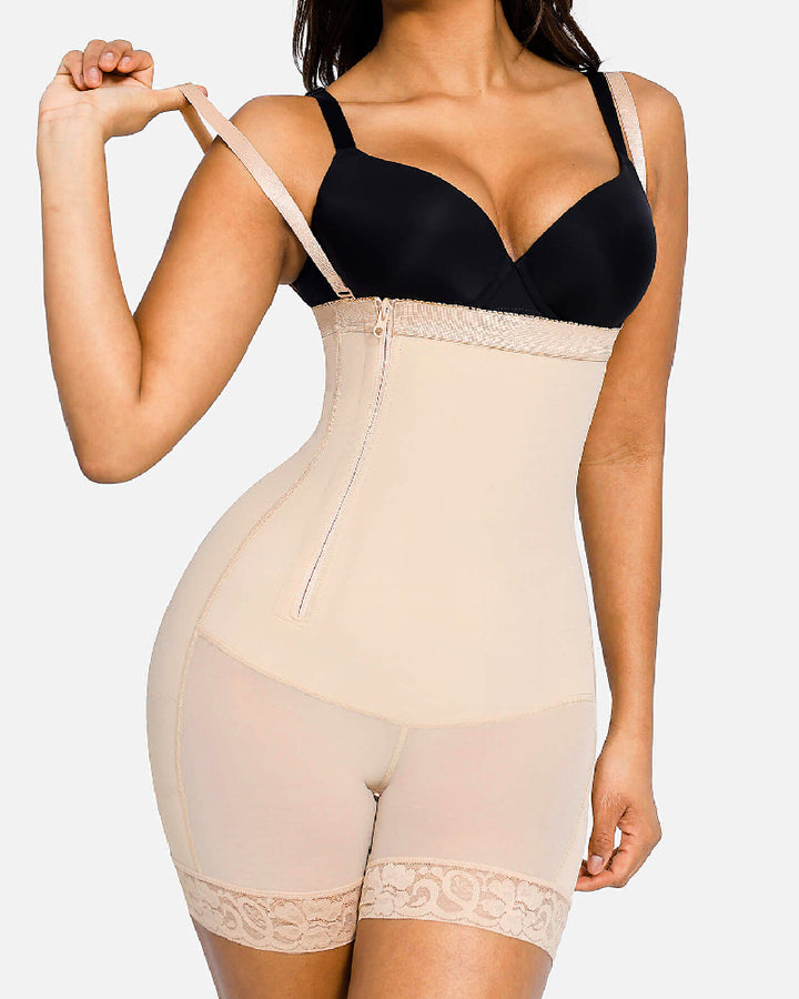 Abnehmbare Träger Reißverschluss Body Shaper Offene Brust Shapewear