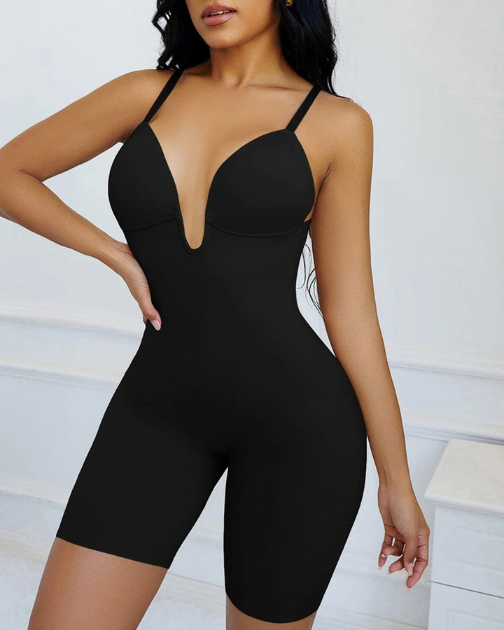 Shapshe® Nahtloser solide Farbe Bügel V Rückenfrei Shapewear Bodysuit