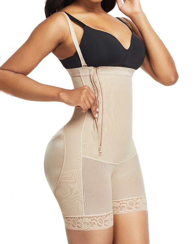 Abnehmbare Träger Reißverschluss Body Shaper Offene Brust Shapewear