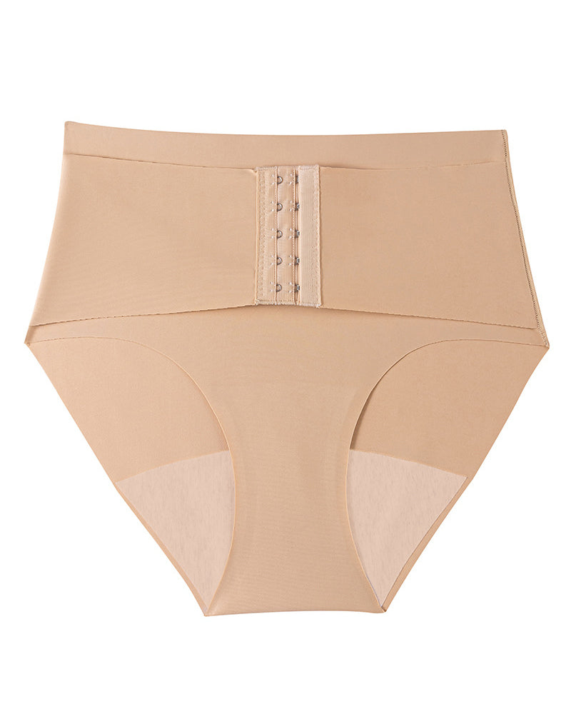Damen Mittlere Taille Nahtlose Bauchweg Shapewear Slips mit Hakengürtel