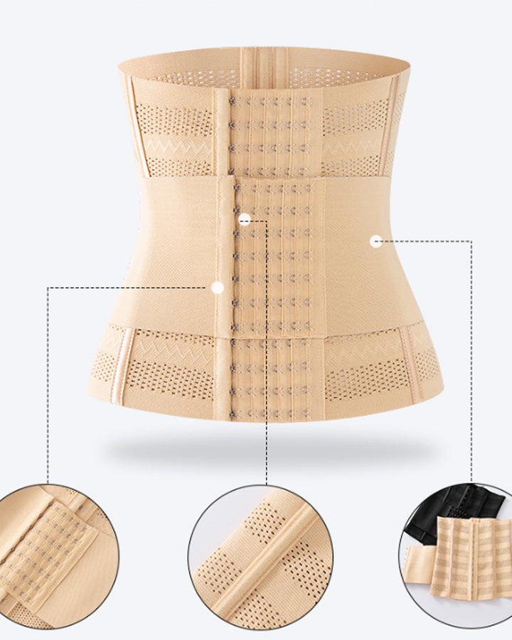 Hohl Atmungsaktiv Doppel Gürtel Taille Trainer Bauchweg Korsett