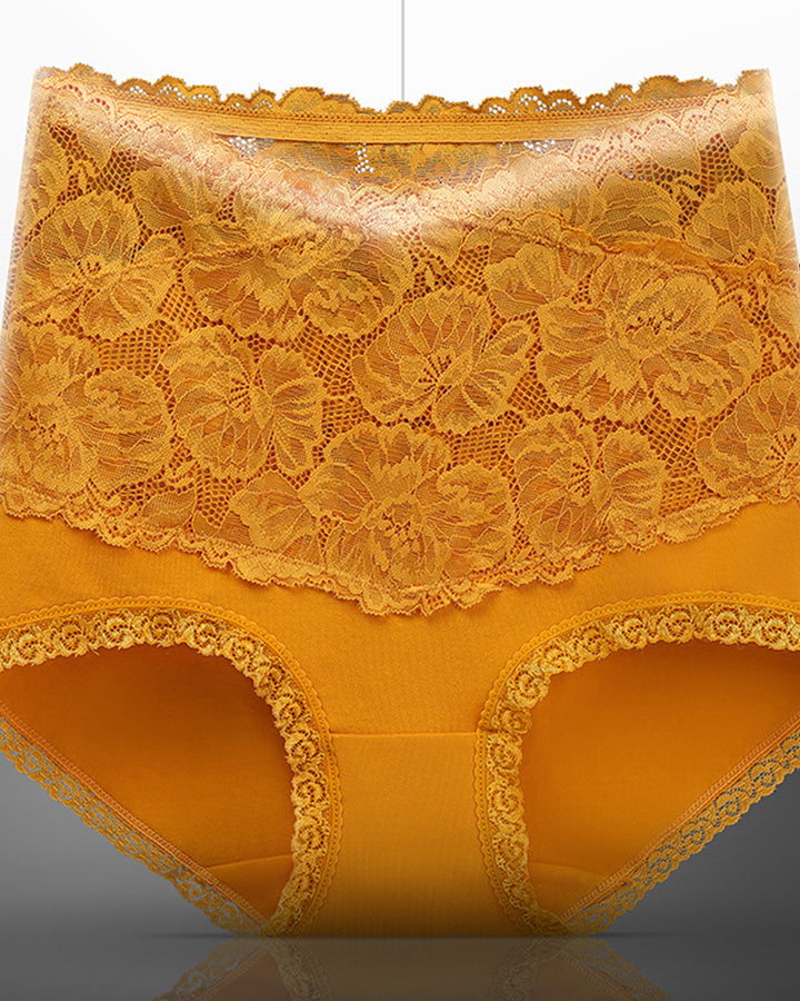 Damen V Förmige Hohe Taille Blumen Spitze Bauchweg Slip