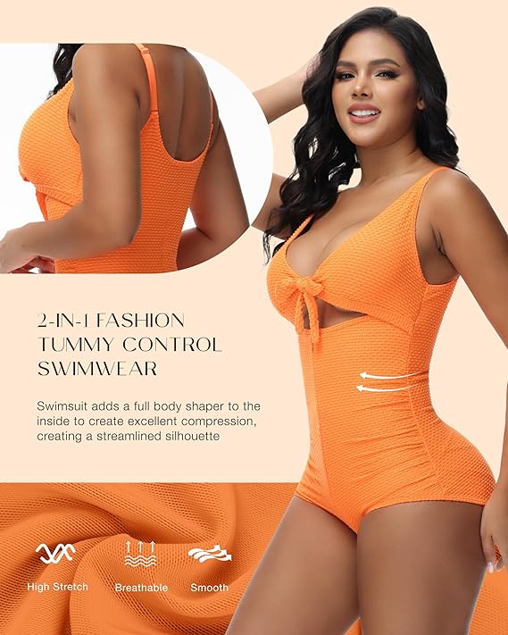 Shapshe® Cut-Out Knoten Vorne Bauchweg Shapewear Badeanzug
