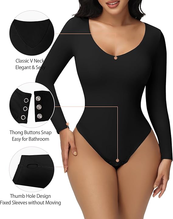 Shapshe® Damen Nahtlos V Ausschnitt Bauchweg Body Shapewear