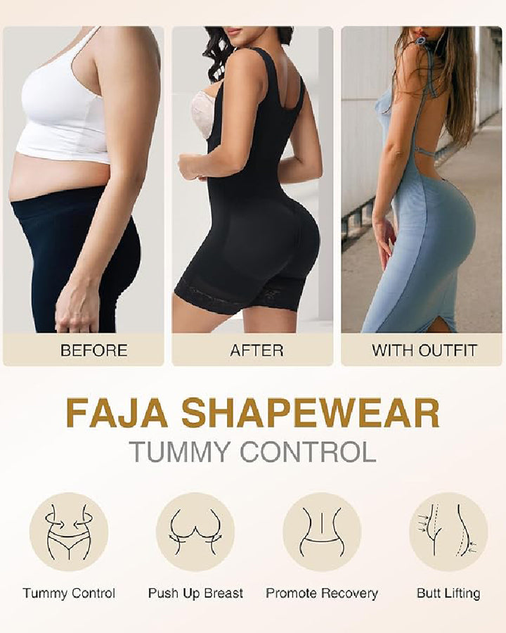 Shapshe® Hohe Kompressions-Shapewear mit Reißverschluss vorne und mittlerem Oberschenkel