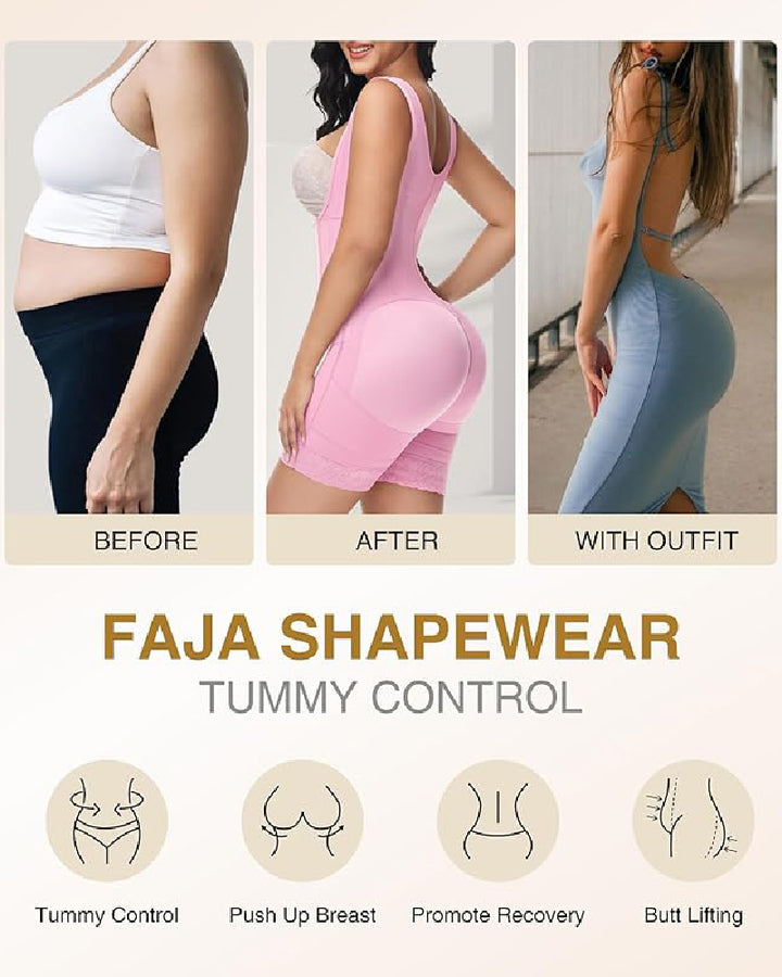 Shapshe® Hohe Kompressions-Shapewear mit Reißverschluss vorne und mittlerem Oberschenkel