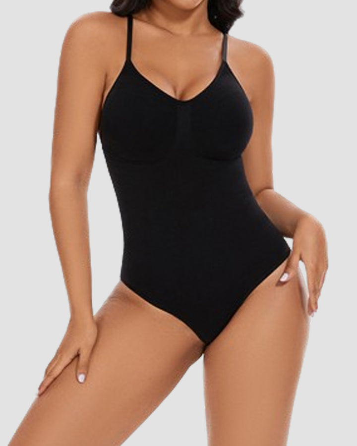 Damen Nahtloser Racerback Bodysuit Bauchkontrolle Gerippt Shapewear