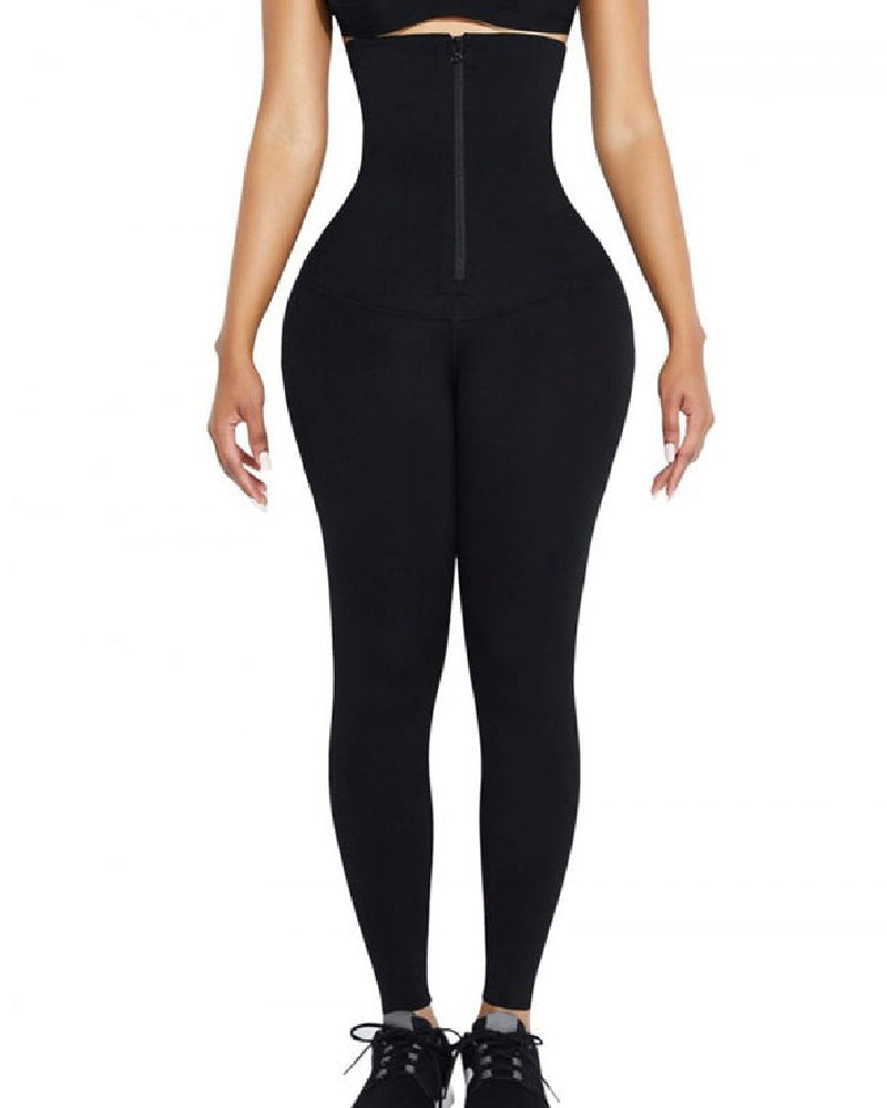 Shapshe® Hohe Taille 2-in-1 Reißverschluss Leggings Bauchweg Sporthose
