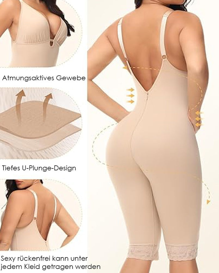 U Plunge Bauchweg Mittlerer Oberschenkel Bodysuit Nahtlose Fajas Shapewear