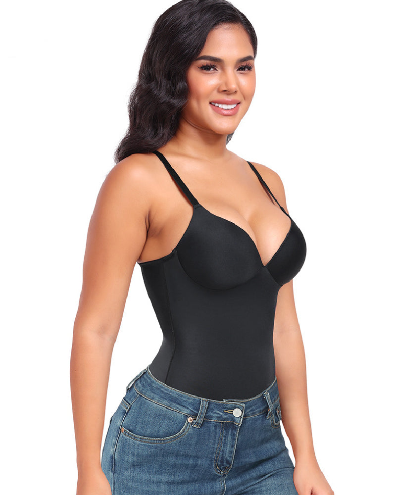Shapshe® Damen Glatter Push-Up Bauchkontrolle Tanga Ärmelloser Body Shapewear