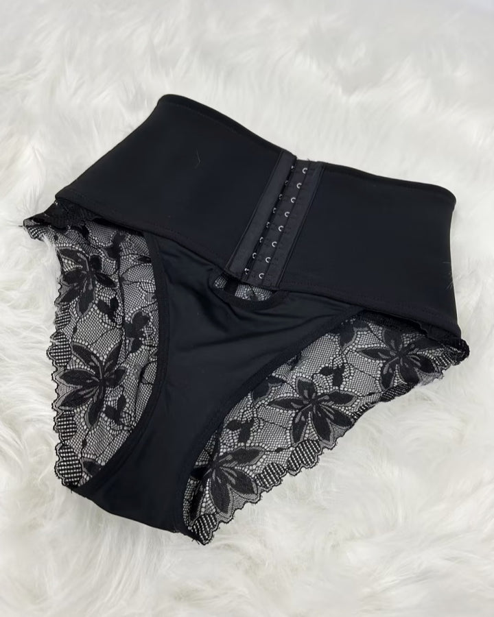 Shapshe® Shapewear mit Öffnung Vorn und Bauchkontroll-Höschen mit Spitzenbesatz