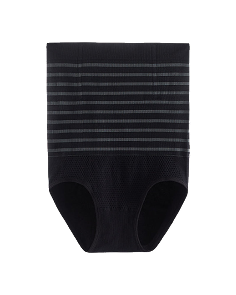 Damen Hohe Taille Gestreifte Bauchkontrolle Shapewear Po Lift Miederslip