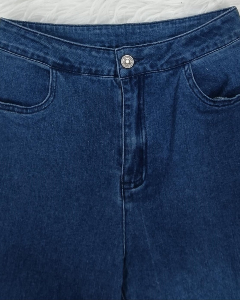 Damen Klassisch Schickes Ärmellos Verwaschenes Jeans Set