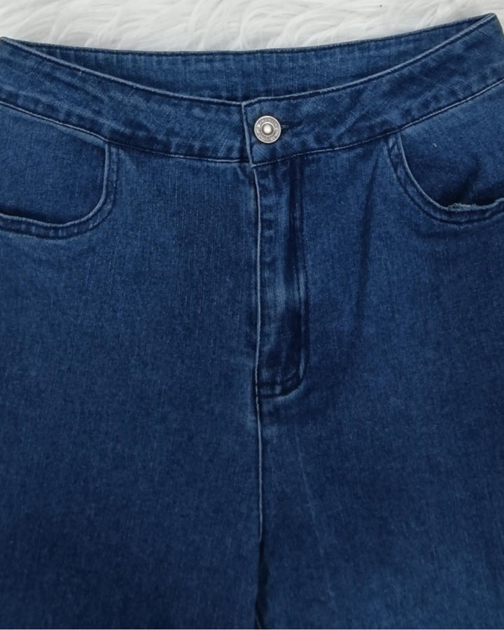 Damen Klassisch Schickes Ärmellos Verwaschenes Jeans Set