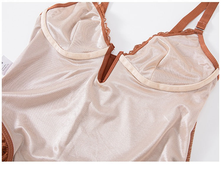 Sexy Spitzen Tanga Body mit V Ausschnitt Rückenfrei mit Bauchkontrolle