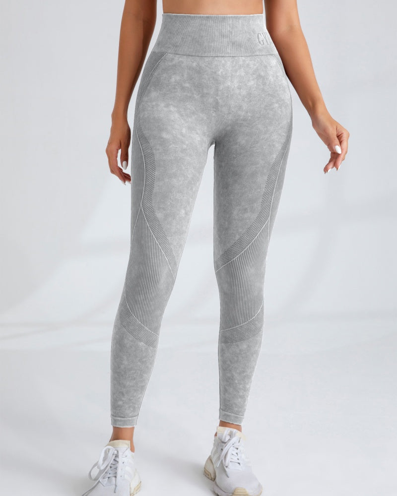 Nahtlose Yogahose Schnell Trocknend Hüfthebend Fitnesshose mit Buchstaben