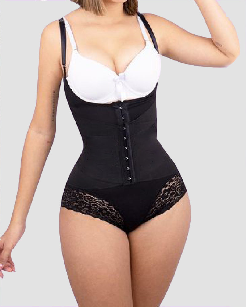 Shapshe® Spitze Bodysuit mit Dünnen Trägern und Doppeltem Bauchweg