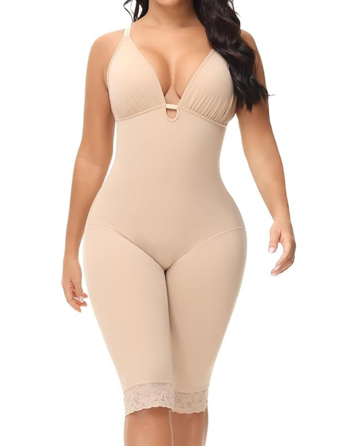 U Plunge Bauchweg Mittlerer Oberschenkel Bodysuit Nahtlose Fajas Shapewear