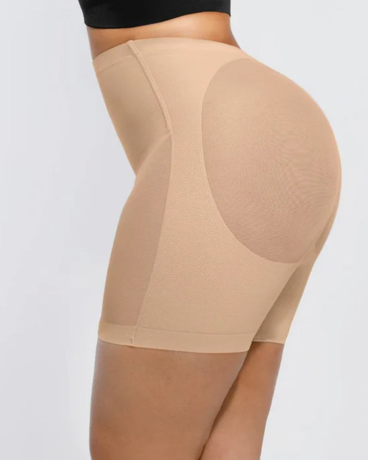 Damen Nahtlose Mesh Shapewear Shorts Hoher Taille Oberschenkelformer