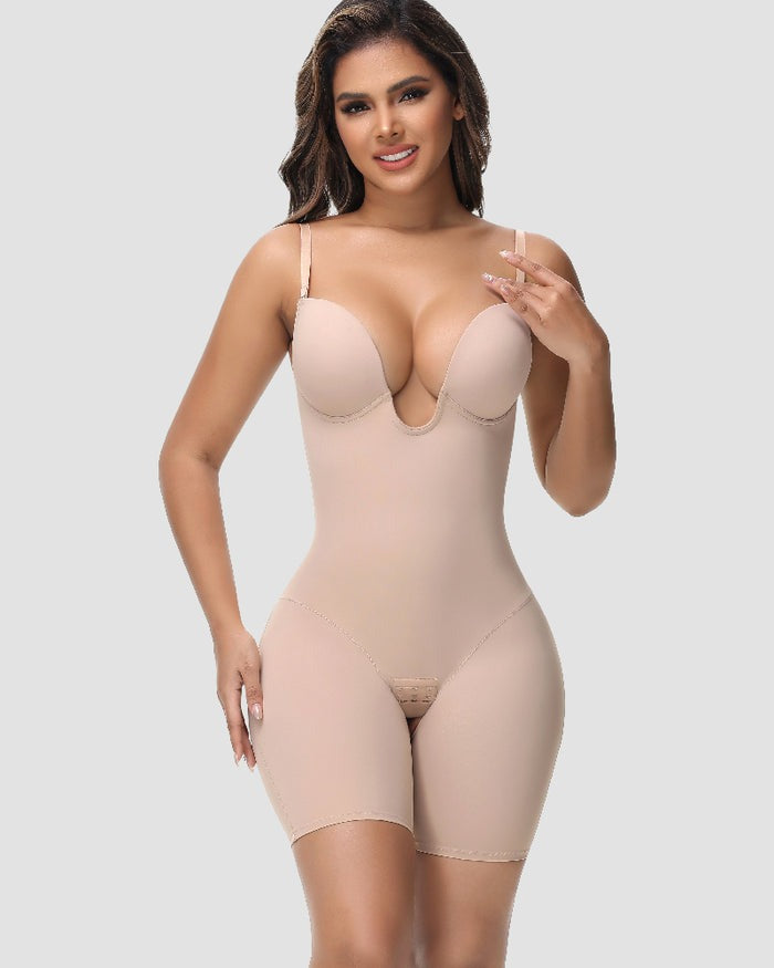 Shapshe® Damen U Plunge Bodysuit Bauchkontrolle mit Integriertem BH