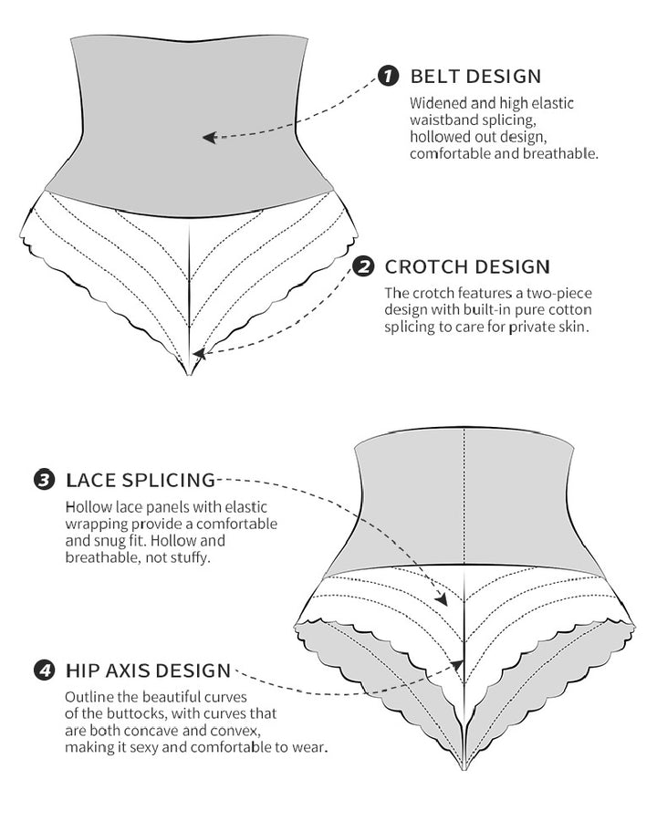 Damen Spitzenspleiß Hohl Hohe Taille Shapewear Figurformender Tanga