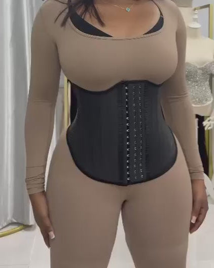 Shapshe® Latex Taillentrainer mit 25 Stahlknochen Korsett Schlankheitsgürtel