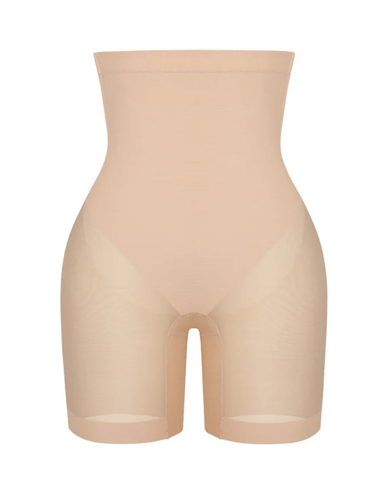 Damen Nahtlose Mesh Shapewear Shorts Hoher Taille Oberschenkelformer