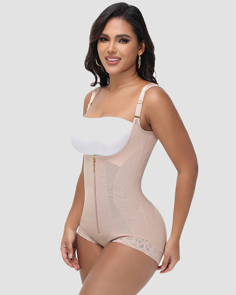 Shapshe® Nahtloser Netz Spleißen Offene Büste Po Lift Bodysuit