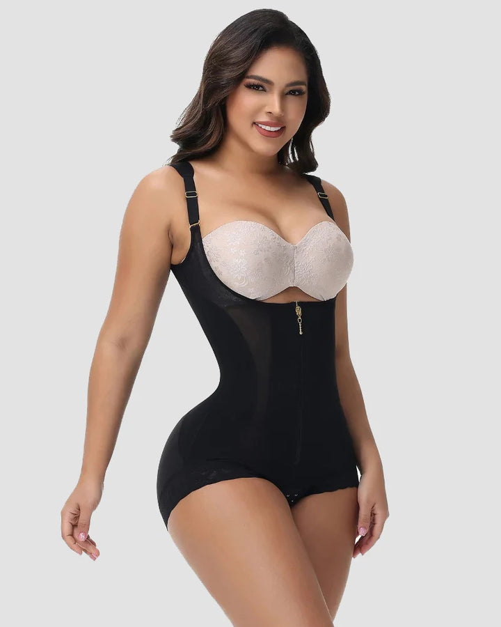 Shapshe® Nahtloser Netz Spleißen Offene Büste Po Lift Bodysuit