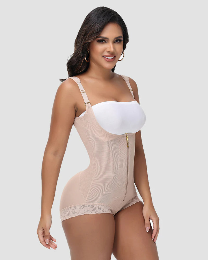 Shapshe® Nahtloser Netz Spleißen Offene Büste Po Lift Bodysuit