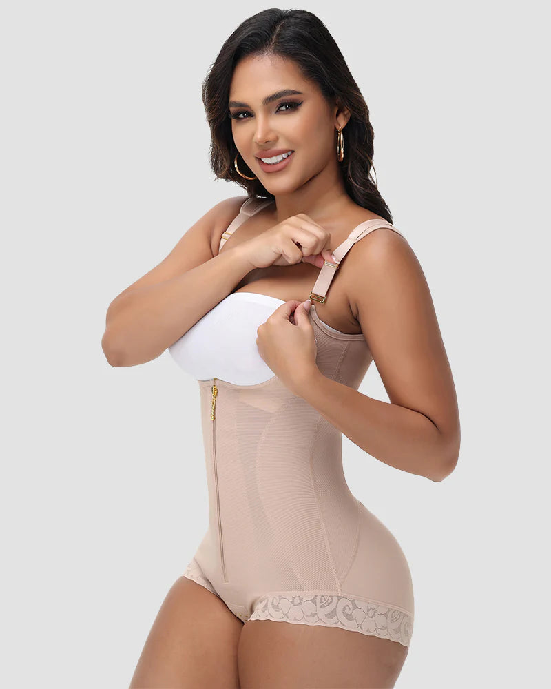 Shapshe® Nahtloser Netz Spleißen Offene Büste Po Lift Bodysuit