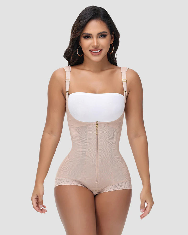 Shapshe® Nahtloser Netz Spleißen Offene Büste Po Lift Bodysuit