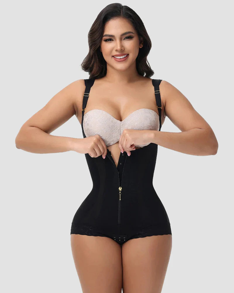 Shapshe® Nahtloser Netz Spleißen Offene Büste Po Lift Bodysuit