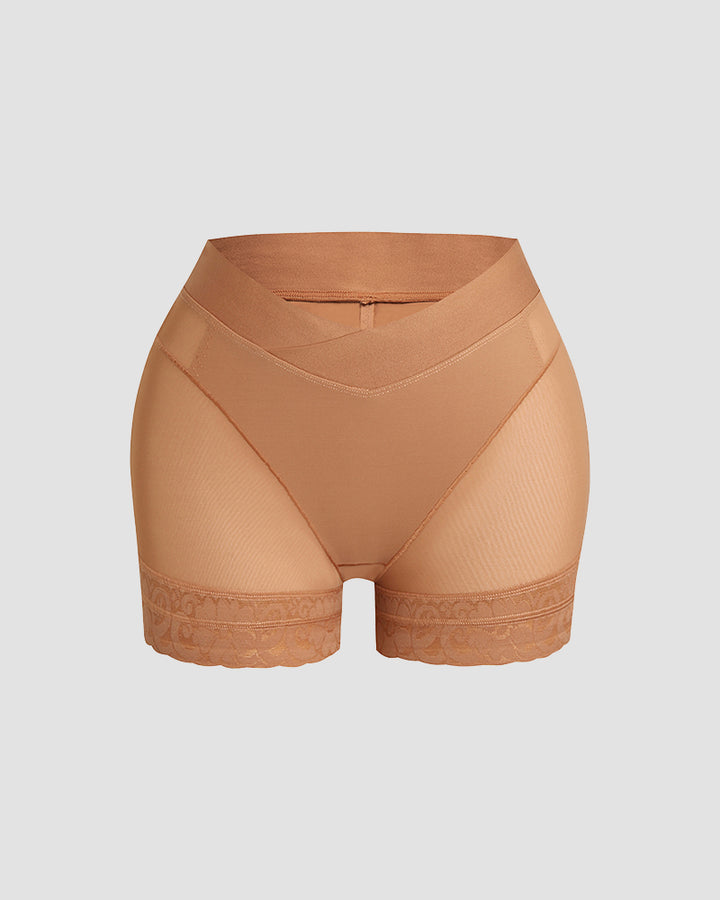 Nahtlose Transparente Mesh Shorts mit Niedriger Taille und Po Lift