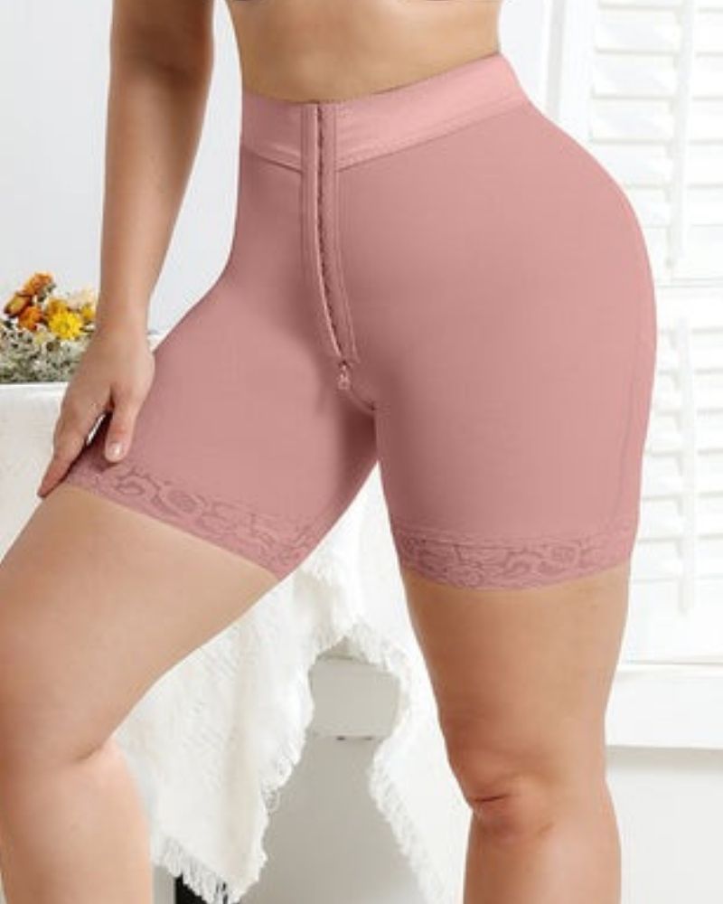 Shapshe® Rosybrown High Waist Butt Lifter Spitzenshorts