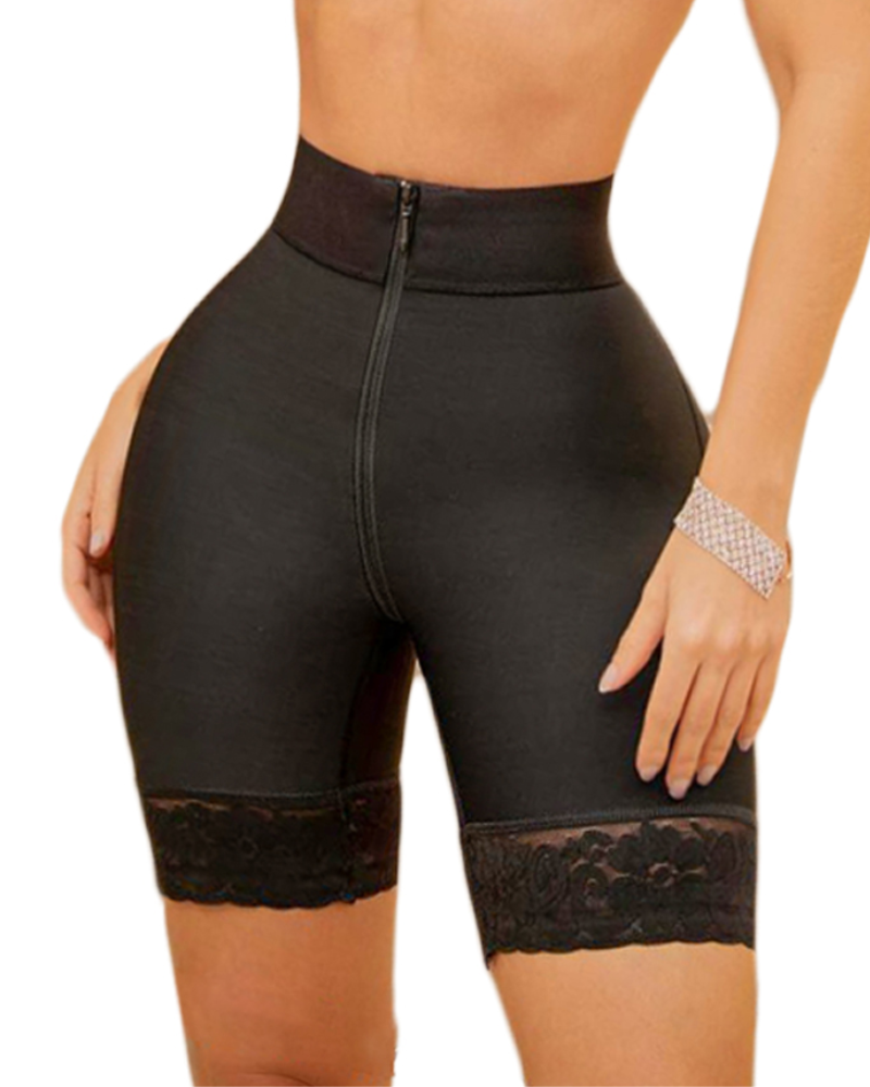 Shapshe® Doppelte Kompressions Po Lifter Reißverschluss-Shorts hoch taillierte Po-Pads nahtloser Body Shaper