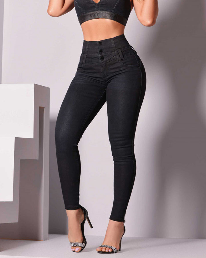 Shapshe® Hoch Taillierte Skinny Jeans Reißverschluss hinten Leggings