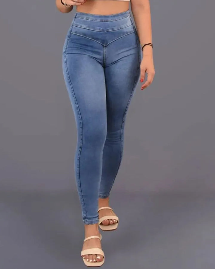 Shapshe® Damen Hoher Taille Skinny Po-Lift Jeans mit Seitlicher Reißverschluss