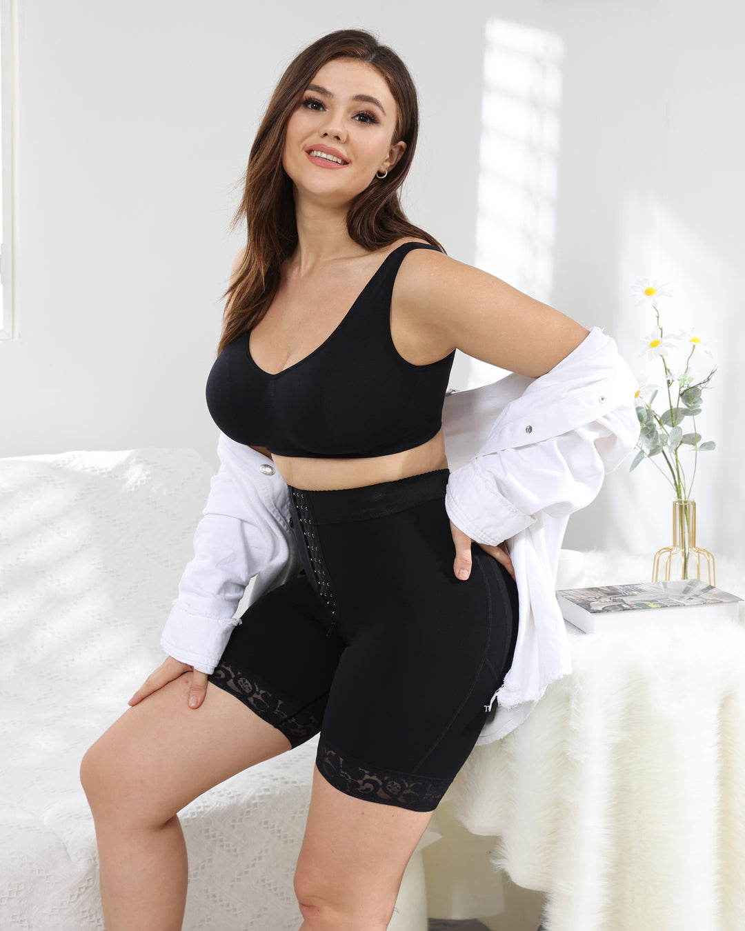 Shapshe® Schwarze Damen Bauchkontrolle Body Shaper Shorts Po-Lifter Höschen
