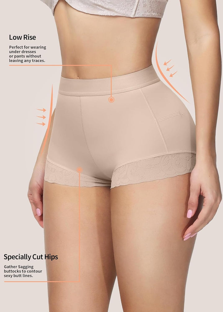 Shapshe® Hohe Taille für Damen Hüftverstärker Bauchkontrolle Spitzen-Körperformer Shapewear
