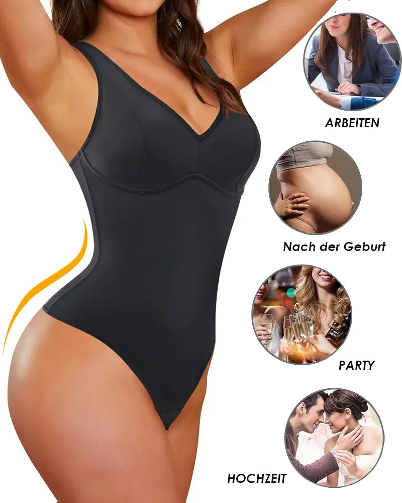 Bauchweg Schlank Body Shaper Tiefem V-Ausschnitt Thong Bodysuits