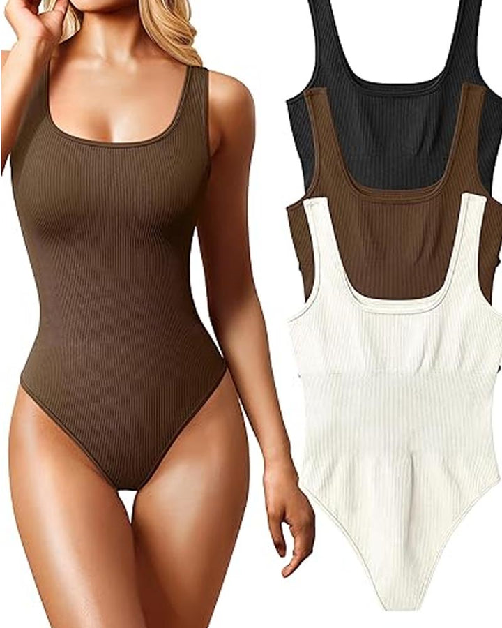 Shapewear Bodys Sexy Rippen Top Ärmelos Quadratischer Ausschnitt