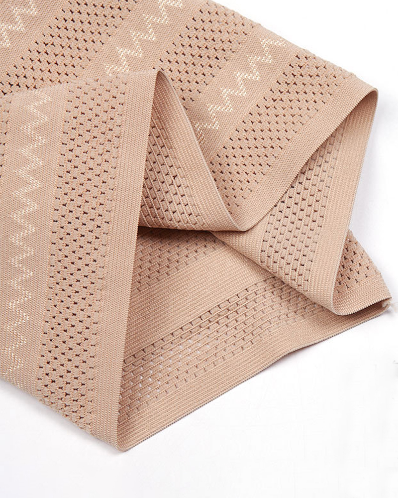 Damen Hohe Taille Zickzackmuster Shapewear Höschen Bauchweg Mesh Slips