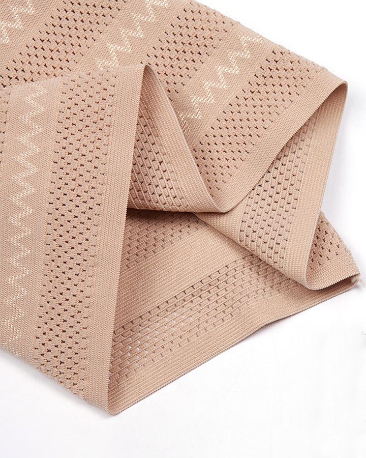 Damen Hohe Taille Zickzackmuster Shapewear Höschen Bauchweg Mesh Slips