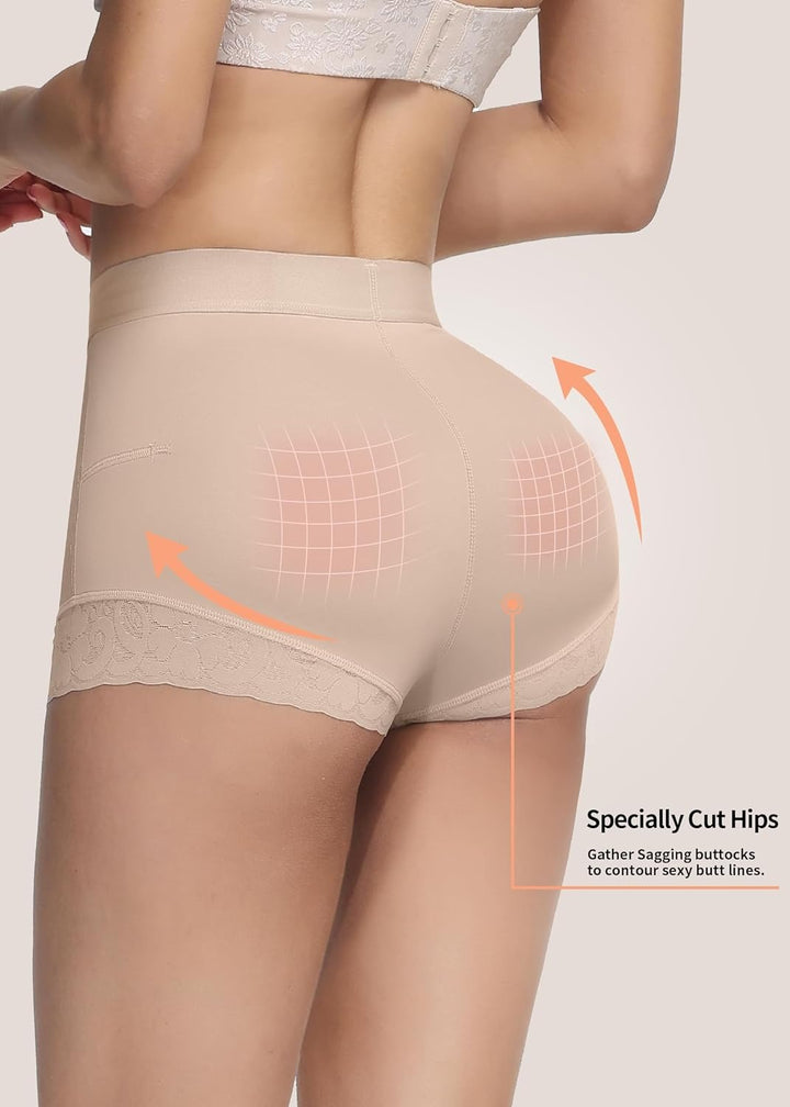 Shapshe® Hohe Taille für Damen Hüftverstärker Bauchkontrolle Spitzen-Körperformer Shapewear