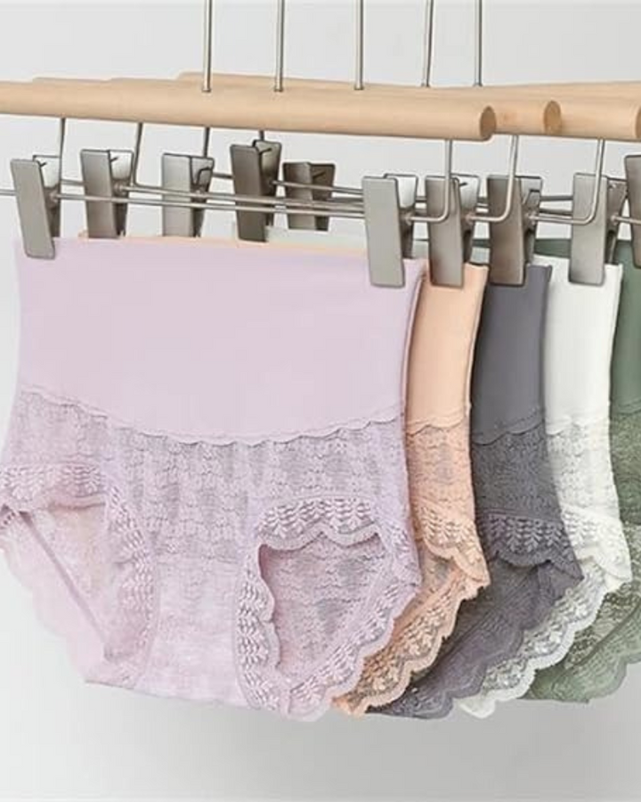 Antibakterielle Unterwäsche mit Hoher Taille Bauchweg Damen Spitze Slip Große Größe