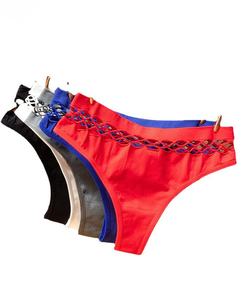 Damen Sexy Lingerie Nahtlos Mittlere Taille Netz Hohl Tanga Unterwäsche