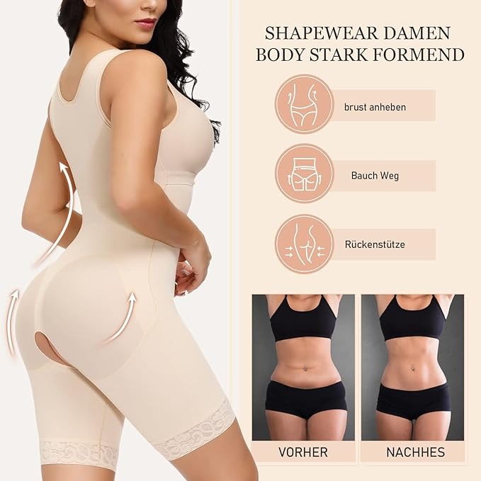 Shapshe® Beige Extra feste Kompressions Unterwäsche Body Shaper für Damen