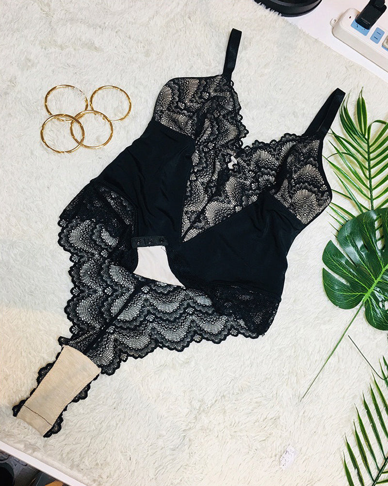 Shapshe® Modellierende Einteilige Spitzen Shapewear Bodys